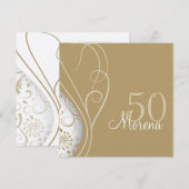Elegant Gold Square Invitation Kaart (Voorkant / Achterkant)