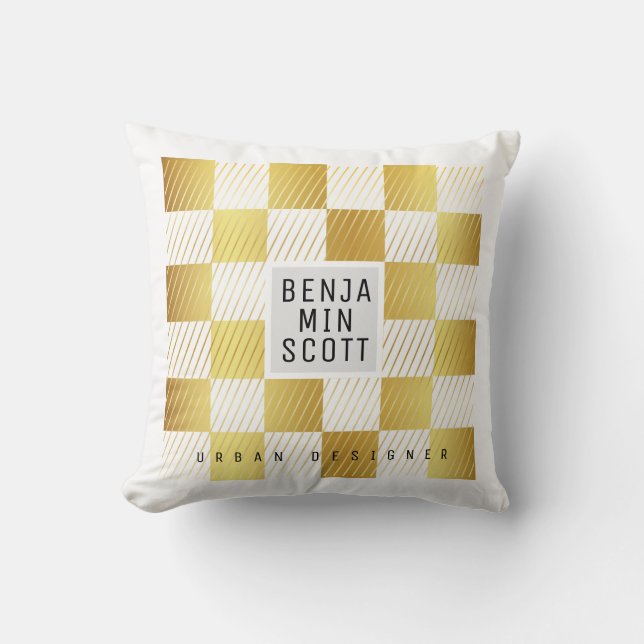 Elegant Gold Square Sierkussen (Voorkant)