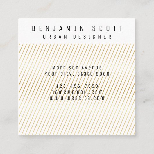 Elegant Gold Square Visitekaartje (Achterkant)