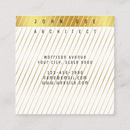 Elegant Gold Square Visitekaartje (Achterkant)