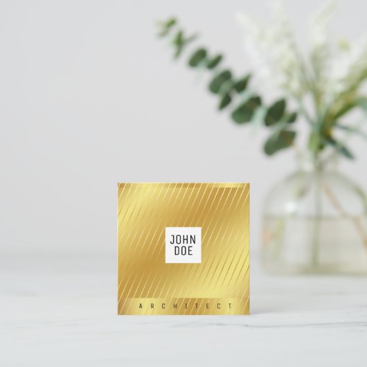 Elegant Gold Square Visitekaartje (Staand voorkant)