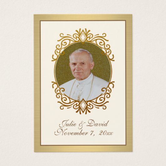Elegant Gold St. John Paul II Wedding Heilige Kaar Visitekaartje (Voorkant)