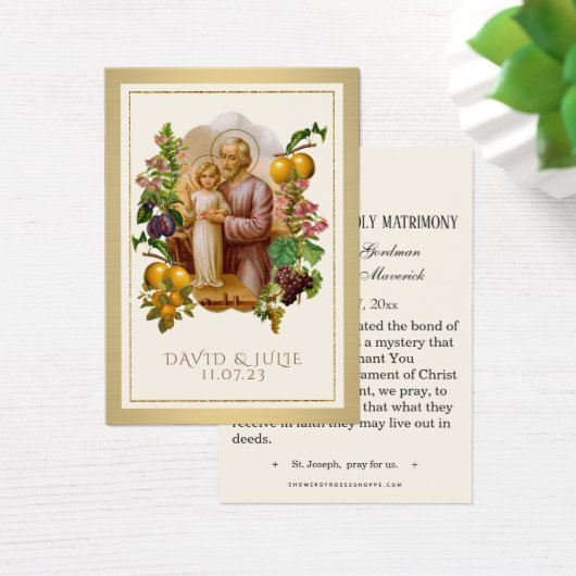 Elegant Gold St. Joseph Wedding Kaart (Bureau)