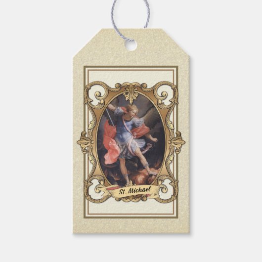 Elegant Gold St. Michael the Archangel Religious Cadeaulabel (Voorkant)