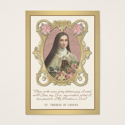 Elegant Gold St. Therese Rozen Wedding Heilige Kaa Visitekaartje (Voorkant)
