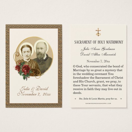 Elegant Gold St. Zelie & Louis Martin Wedding Kaar Visitekaartje (Voorkant /achterkant)