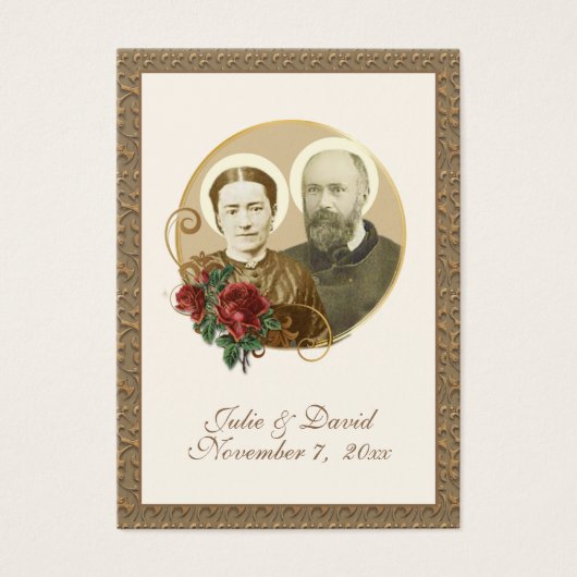 Elegant Gold St. Zelie & Louis Martin Wedding Kaar Visitekaartje (Voorkant)