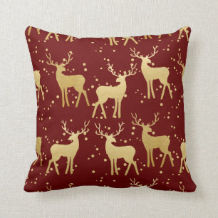Elegant Gold Stag Pattern Diabetonrood Kussen