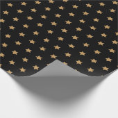 Elegant Gold Star-patroon op zwarte achtergrond Cadeaupapier (Hoek)
