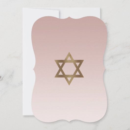 Elegant Gold Star van David Bat Mitzvah Kaart (Achterkant)