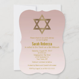 Elegant Gold Star van David Bat Mitzvah Kaart