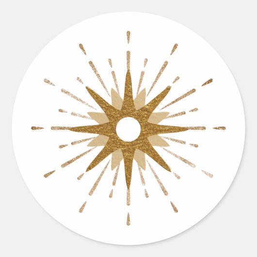 Elegant Gold Starburst Ronde Sticker (Voorkant)