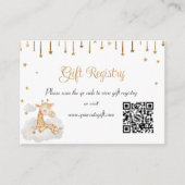 Elegant Gold Starry Sky Giraffe Gift Registry QR Informatiekaartje (Voorkant)