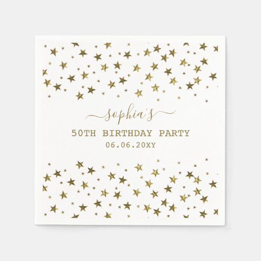 Elegant Gold Stars 50e verjaardag Servet (Voorkant)
