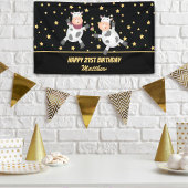 Elegant Gold Stars Funny Animal Couple Birthday Spandoek