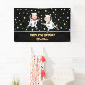 Elegant Gold Stars Funny Animal Couple Birthday Spandoek (Insitu)