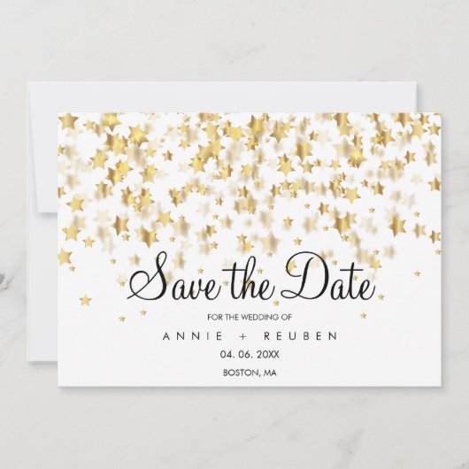 Elegant Gold Stars Modern Simple Save The Date (Voorkant)