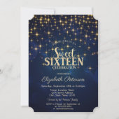 Elegant Gold Stars Navy Blue Sweet 16 Kaart (Voorkant)