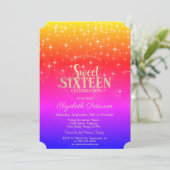 Elegant Gold Stars Ombre Sweet 16 Kaart (Staand voorkant)