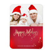 Elegant Gold Stars Red Photo Merry Kerstry Magneet (Verticaal)
