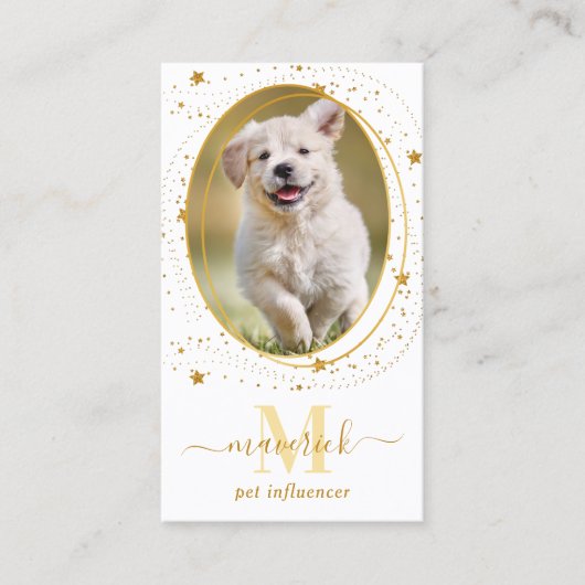 Elegant Gold Stars Social Media Monogram Visitekaartje (Voorkant)