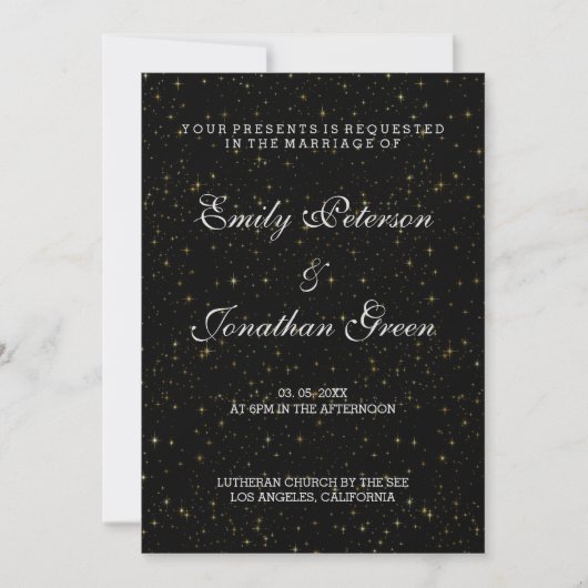 Elegant Gold Stars-Wedding Invitations Kaart (Voorkant)