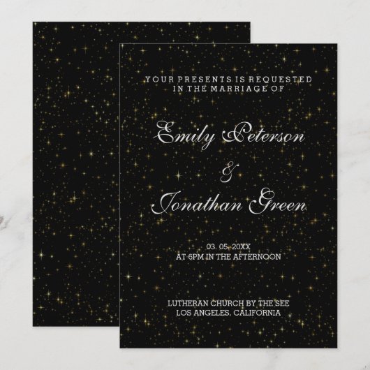 Elegant Gold Stars-Wedding Invitations Kaart (Voorkant / Achterkant)