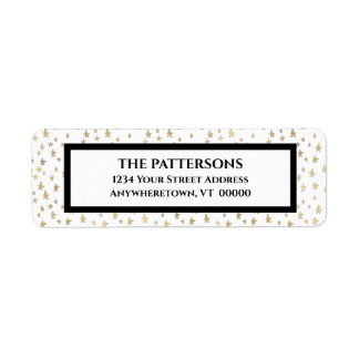 Elegant Gold Stars - zwart grensadres Etiket