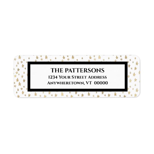 Elegant Gold Stars - zwart grensadres Etiket (Voorkant)