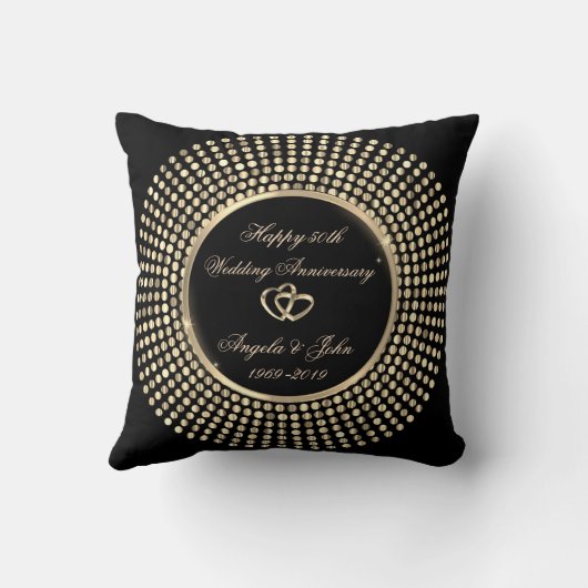 Elegant Gold Stippen 50th Wedding Jubileum Kussen (Achterkant)