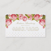 Elegant Gold Stippen en roze rozen, aangepast Visitekaartje (Achterkant)