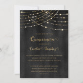 Elegant Gold String Lights Foto Quinceanera Kaart (Voorkant)