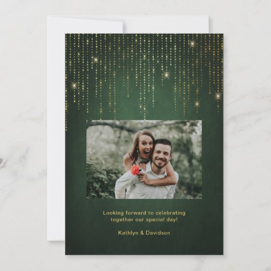 Elegant Gold String Lights I DO Engagement Party Kaart (Achterkant)