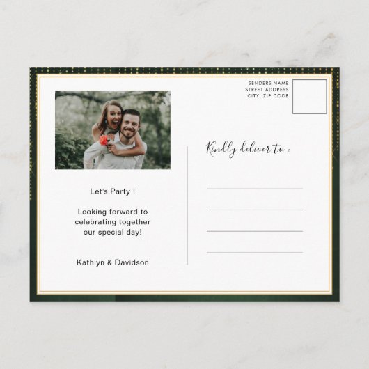 Elegant Gold String Lights I DO Engagement Party Uitnodiging Briefkaart (Achterkant)