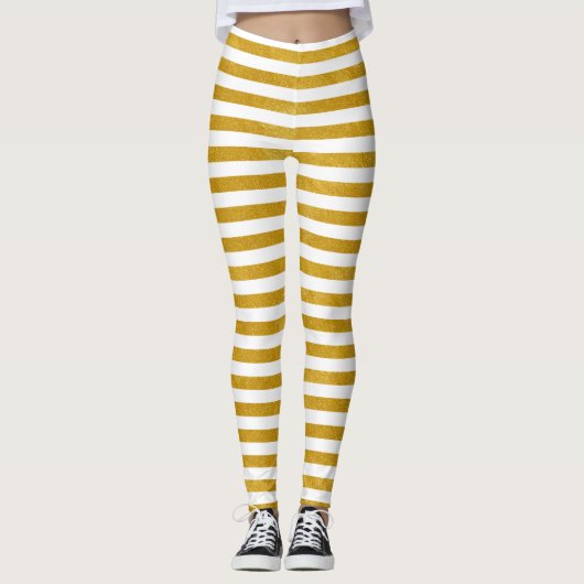 Elegant Gold Stripe - Aangepast voor uw kleur - Leggings (Voorkant)