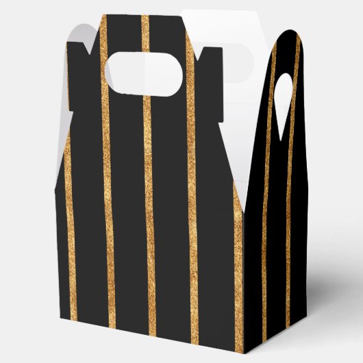 Elegant Gold Stripe Black Great Gatsby Wedding Bedankdoosjes (Geopend)