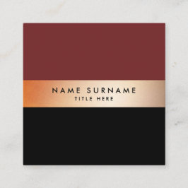 Elegant Gold Stripe Black Square Visitekaartje