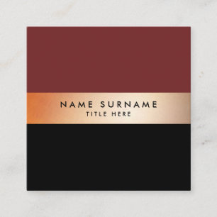 Elegant Gold Stripe Black Square Visitekaartje