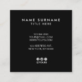 Elegant Gold Stripe Black Square Visitekaartje (Achterkant)