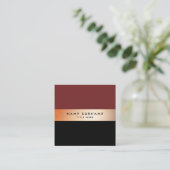 Elegant Gold Stripe Black Square Visitekaartje (Staand voorkant)
