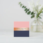 Elegant Gold Stripe Blue Square Visitekaartje (Staand voorkant)