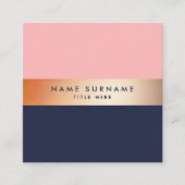 Elegant Gold Stripe Blue Square Visitekaartje (Voorkant)