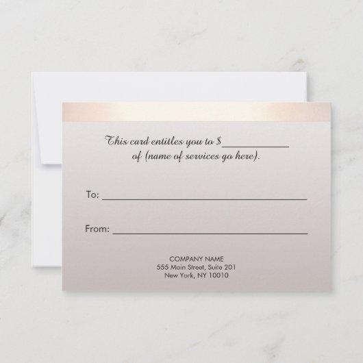 Elegant Gold Stripe Cadeaubon Kaart (Achterkant)