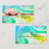 Elegant Gold Stripe Confetti, Lotus, Green Marble Visitekaartje (Voorkant / Achterkant)