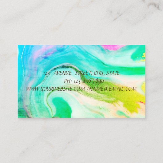 Elegant Gold Stripe Confetti, Lotus, Green Marble Visitekaartje (Achterkant)