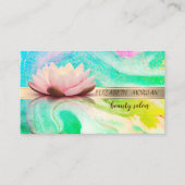 Elegant Gold Stripe Confetti, Lotus, Green Marble Visitekaartje (Voorkant)