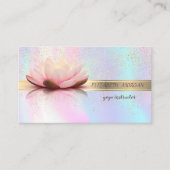 Elegant Gold Stripe Confetti, Lotus, holografisch Visitekaartje (Voorkant)