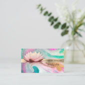 Elegant Gold Stripe Confetti, Lotus, marmer Visitekaartje (Staand voorkant)