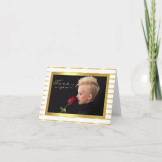 Elegant Gold Stripe-fotokaart - Hartelijk dank Bedankkaart