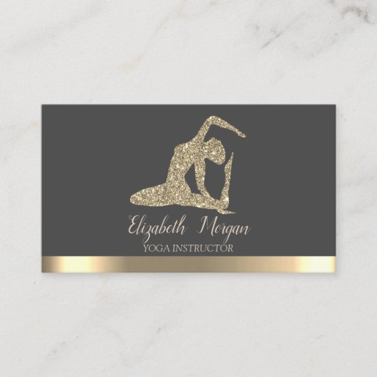 Elegant Gold Stripe Glitter Yoga Girl Visitekaartje (Voorkant)